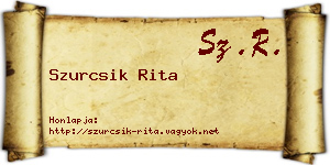 Szurcsik Rita névjegykártya